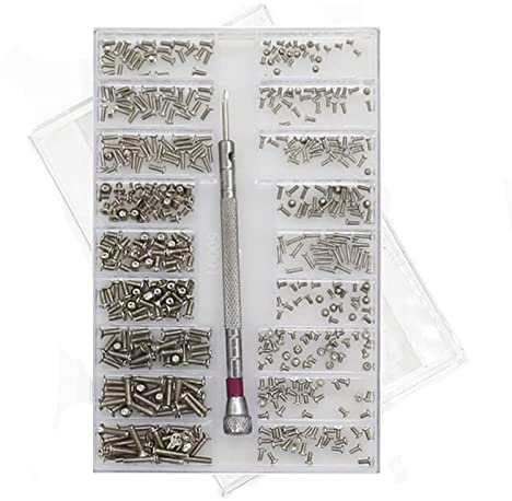 Bymivofun 500 pz Micro Viti con Cacciavite, Piccolo Micro Kit Viti di Riparazione, Mini Viti Assortimento Kit, per Occhiali, Laptop, Occhiali, Gioielli, Orologi, Fotocamera