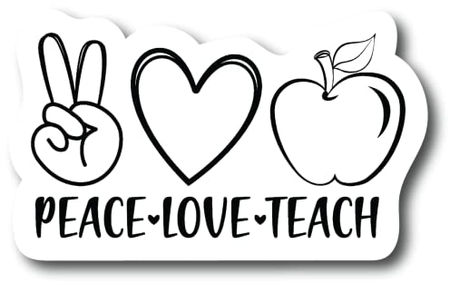 Magnet Peace Love Teach | 12,7 x 7,6 cm | Auto, LKW, Van, Laptop, Stoßstangenfenster, 2er-Pack | Magnet PLS1007