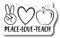 Magnet Peace Love Teach | 12,7 x 7,6 cm | Auto, LKW, Van, Laptop, Stoßstangenfenster, 2er-Pack | Magnet PLS1007