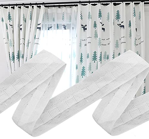 STOUCLA Gardinenband Universalband, Kräuselband für Gardinen, Faltenband Falten,Universalband Falte,Vorhang Überschrift Band,weiß (30 m x 2.5 cm)