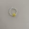PUYYDS Neue minimalistische Multi Bead Simulierte Perle Smiley Gesicht Geometrische Ringe für Frauen Finger Schmuck Verstellbarer Elastischer Ring