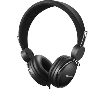 Sandberg MiniJack Headset with Line-Mic | Headset with Microphone | Headphones with Decline & Answer Button | 2 in 1 Headset for Phone and PC | Padded Headband | 20 Hz - 20 kHz | 3.5 mm MiniJack