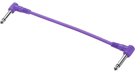 sourcing map Gitarre Patchkabel 1/4 Zoll TRS Rechtwinkliges Pedal Instrument Kabel für Gitarre Effekt Pedal Brett Lila