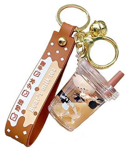 Kawaii Donut Boba Schlüsselanhänger Niedliche Bubble Tea Schlüsselanhänger Boba Bär Schlüsselanhänger Puppe für Mädchen