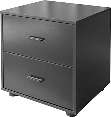 URBNLIVING Black Wooden Bedroom Furniture Cabinet Chest of Drawers Dressing Table Wardrobe - 2 Draw Cabinet