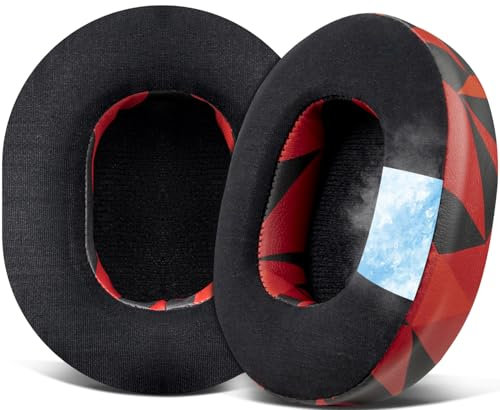 SOULWIT Cooling-Gel Replacement Earpads for Skullcandy Hesh 3/ANC/Evo & Crusher Wireless/ANC/Evo & Venue ANC Over-Ear Headphones, Ear Pads Cushions with Ice Silk Fabric - Red Storm