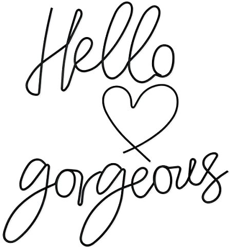 Hello Gorgeous Sign-3D-Wortkunst Hello Gorgeous Wanddekoration - Moderne schöne Hello Gorgeous Farmhouse Metall-Wandschilder zum Aufhängen jedes Raums, Wandkunst-Dekor, Schwarz