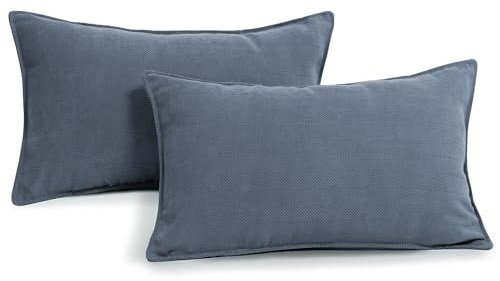 ZWJD Staub Blau Kissenbezug 30x50 2er Set Chenille Kissenbezüge Sofakissen Kissenhüllen mit elegantem Design, weiche und luxuriöse dekorative Dekokissen für Couch, Bett und Heimdekoration