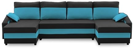 Sofini Ecksofa Sparta Plus mit Schlaffunktion! Best Ecksofa! Eckcouch mit Bettkästen! Wohnzimmer möbel, polstermöbel. Schlafcouch mit Kissen, bequem mit stauraum (MIKRO 15 + MIKRO 18)