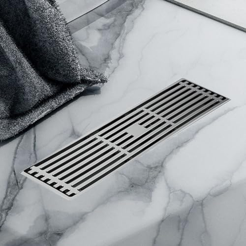 Badezimmer Dusche Allkupfer Rechteckige Bodenablauf Abdeckung Gitter Nivellierung Füße Haar Sieb Große Verdrängung Bodenablauf (Chromfarbe)
