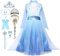 Snyemio Prinzessin Elsa Kostüm Mädchen mit Perücke Eiskönigin Kleid Kinder Halloween Karneval Fasching Verkleidung, 134-140(Etikett 140)