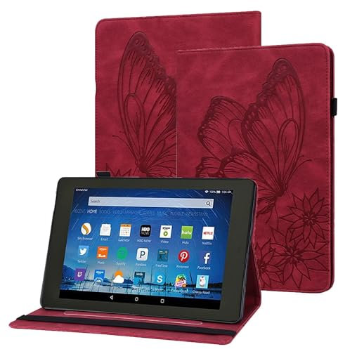 GoodcAcy Carcasa para Huawei MediaPad T5 10.1 Pulgadas/AGS2-W09,AGS2-W19,AGS2-L09 Funda Delgada y rígida - Funda Plegable Ligera, PU Protectora Carcasa con Función de Soporte,Rojo