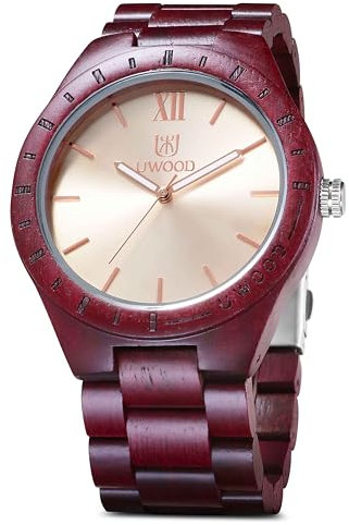 dirocoro Herrenuhr aus Holz Lässig Mode Herren Armbanduhr Leicht Klassische Herrenuhr Naturholz Armbanduhr Quarzarmbanduhr Neu Vintage Geschäft Herren Armbanduhr Leuchtendes Display