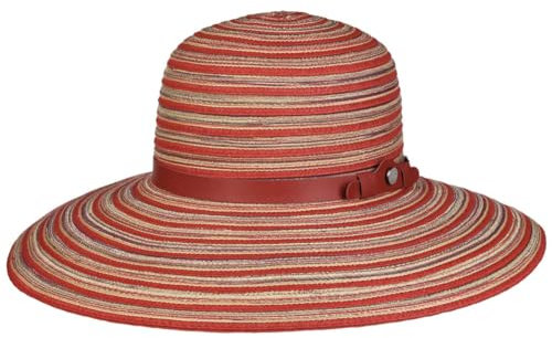 LIERYS Schlapphut Rot Gestreift Mehrfarbiger Hut 100% Stroh Kunstlederband Damen Frühjahr Sommer rot One Size