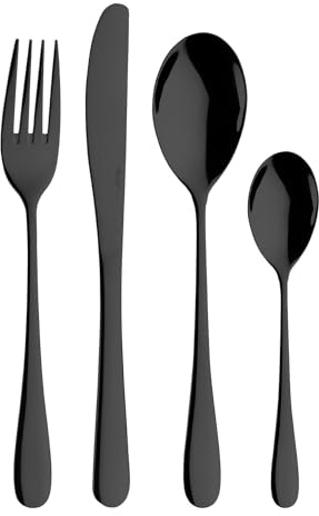 Prima Collection, Set da 24 Posate Serie Dream, Acciaio Inox, Colore: Nero (6 persone)