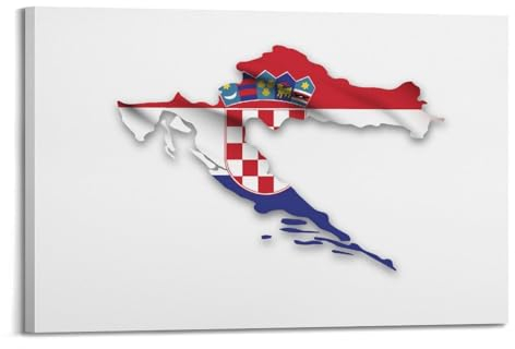 BPQN Karten-Poster, Motiv: Flagge Europas, Kroatien, dekoratives Gemälde, Leinwand, Kunstbild, 30 x 45 cm