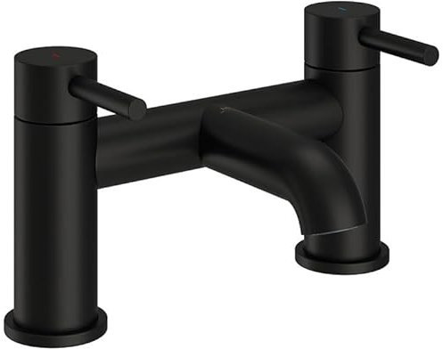 KINGBATH™ Bath Shower Mixer Tap Faucet with Shower Kit Handheld Shower Head Bathtub Bathroom Filler Sink Hot and Cold Solid Brass Modern Double Lever Handle Matt Black