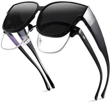 Pro Acme Polarisierte Männer Sonnenbrille, Übergroße Platz Über Brille Schattierungen für Männer Frauen Wrap Around UV-Schutz(Matt schwarz|Schwarz)