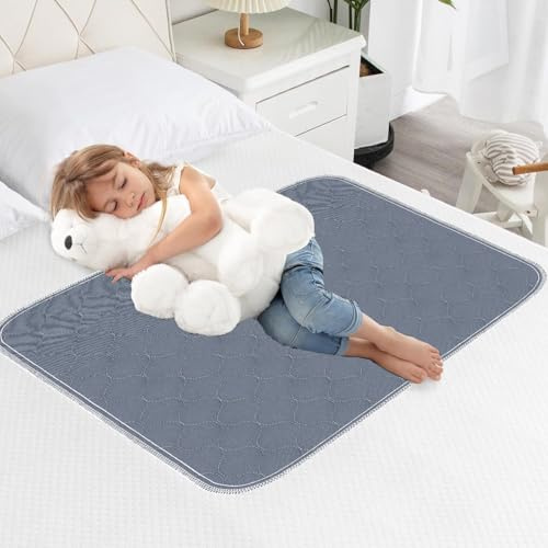 HUNAIGEE Waterproof Bed Pads for Incontinence Washable Bed Wetting Sheet for Adults Washable Bed Protector/Pad Without Tucks Mattress Protector for Incontinence Grey (35x60 inch)