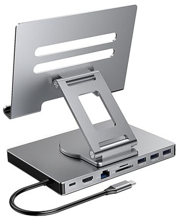 BaotyJie Soporte de estación de Acoplamiento fácil de Usar Accesorios Resistentes Base de expansión Adaptador multipuerto para portátiles Equipos electrónicos, Rotación 9 en 1