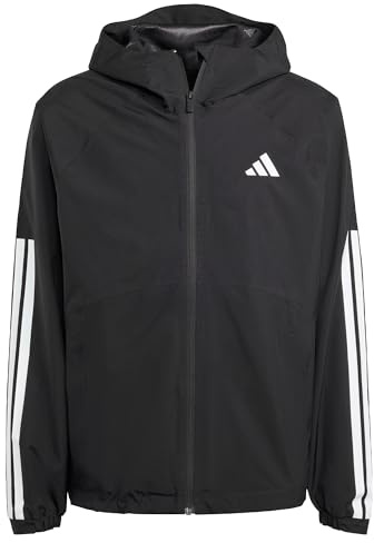 adidas Men's Essentials CLIMAPROOF 3 Stripes Hooded Jackets, black, XL