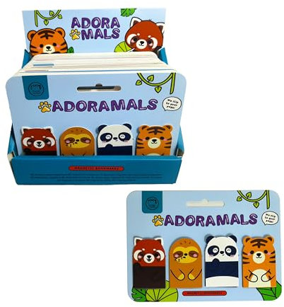 Set mit 4 originalen magnetischen Lesezeichen in Form von Wildtieren – Panda, Faultier, Tiger und roter Panda, nützliches Geschenk für Kinder und Mädchen