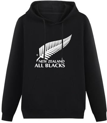XINGYUE STAR New Zealand All National Rugby Union Team Hoody Unisex Ptinted Hoodies Long Sleeve Men's Hooded with Pocket Black XL