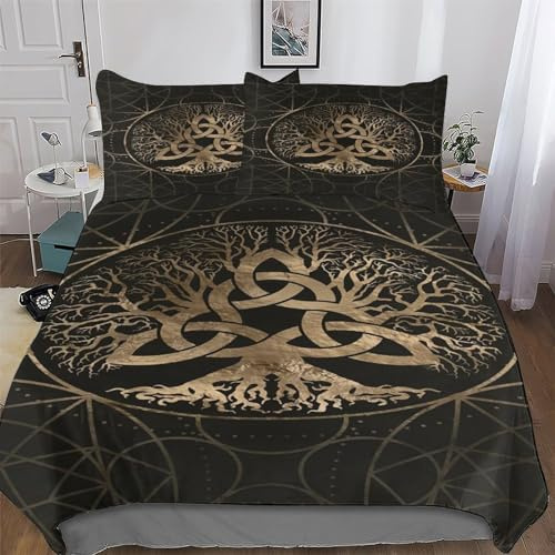 AAPZY Wikinger Myth Bettbezug-2teilig Set Mit Kissenbezügen Mikrofaser Weiche Bettbezüge Bettwäsche Für Erwachsene Teenager Kinder Angenehme Bettdeckenbezug Single (135x200cm)
