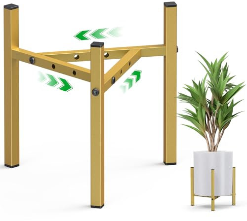 Pflanzenständer Innen, 2 Pack Metall Pflanzenregal Blumentreppe, Verstellbarer Blumentopfständer, Blumenhocker für Zimmerecke Wohnzimmer Balkon Terrasse Fenster Garten Hof(Nur Pflanzenständer)-Gold