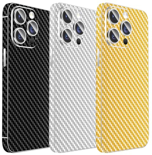 Kucheed 3PCS Sparkling Skin Protector for iPhone, Bling Glitter Fiber Grain Full Cover Edges Sticker, Precise-Fit Back Protector/Luxury Wraps/Bling Phone Decorations for iPhone 12 Pro Max