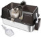 HEVOL Katzenklo Edelstahl XXL, Katzentoilette Edelstahl, Geruchsresistent Katzenklo Groß mit Hoch Rand, Auslaufsichere & Nicht klebrig XXL Katzenklo für Große Katzen, 60 L x 40 W x 31,5 H cm, Schwarze