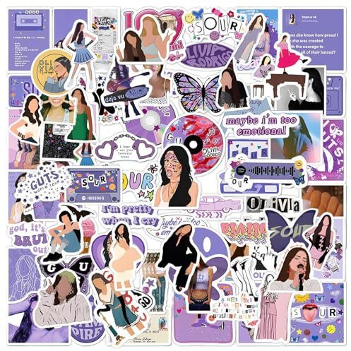 Olivia Stickers, 110 PCS No-Repeat Waterproof Pop Singer Decal for Water Bottles, Book, Skateboard, Laptop, Guitar, Suitcase, Music Stickers Gifts for Fans