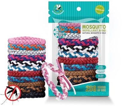 Mosquito Repellent Bracelets, 12 Pack Natural Plant-Based Leather Bands, DEET-Free & Waterproof, 300-Hour Insect Protection for Adults & Kids, Adjustable & Multi-Color