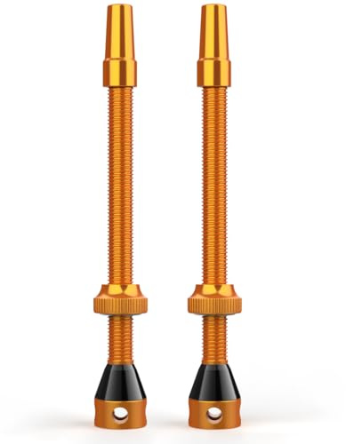 Shredr. Kingpin Tubeless Ventile Set | Presta Ventile für Schlauchlos-Reifen | Superleichtes Alu, französisches Ventil Gold | Für Rennrad Carbon-Felgen (orange, 80mm)