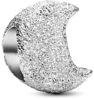 Pandora Women's Textured moon sterling silver mini charm, Moments, 794054C00, Charms, No stone