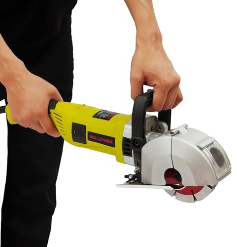 JJsdwin Fresatrice elettrica da parete per cemento marmo, angolo di scanalatura 360°, diametro lama 12,1 cm