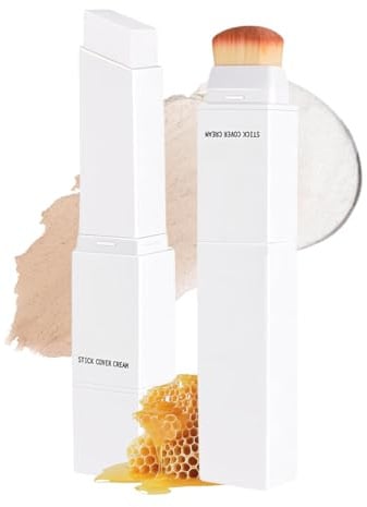 Color Changing Foundation Stick mit Bürste,Feuchtigkeitsspendende Farbwechselndes Make-up,Cover Cream Korean Make Up,V Foundation Stick Full To Medium Coverage für Alle Hauttypen (#3 Nature)