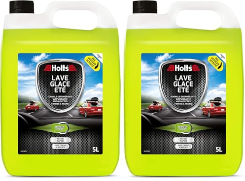 Holts Lave-Glace Été avec Bec – Formule Dégraissante, Anti-Traces – Nettoie Insectes, Fientes et Salissures – Prêt à l’Emploi, Bidon 5L, Citron (Lot de 2)