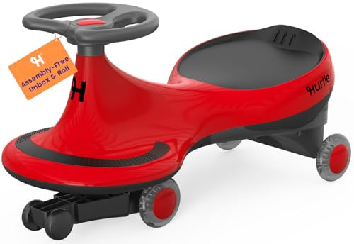 Hurtle Swing Ride On Car, Wiggle Car Toy for Kids, No Pedals, Batteries or Gears, Safe Toddler Ride On Toy with Twist & Go Motion, for Indoor & Outdoor Use, Suitable for Kids Above 2 Years, Red