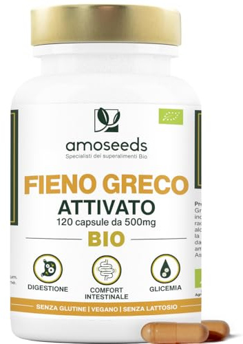 Fieno Greco Attivato BIO | 2 000mg per giorno | Digestione, Appetito, Salute dello Stomaco | 120 Capsule Vegane | Senza Additivi, Glutine e Lattosio | Qualità Superiore
