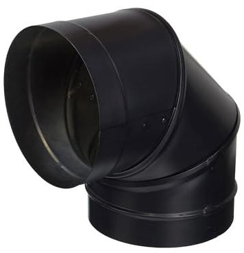 DuraVent DuraBlack 6 Inch 24 Gauge 430 Stainless Steel Easy Installation Single Wall Wood Burning Stove 90 Degree Elbow Connector, Black