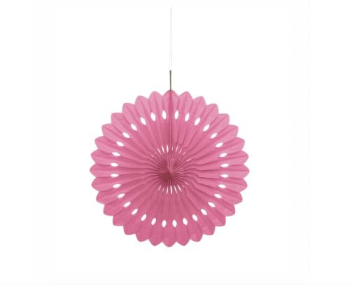 Hot Pink Solid Tissue Paper Fan (40cm) 1 Piece - Hanging Decoration for Party & Event Decor