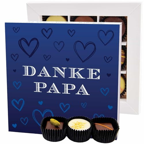 Hallingers Genuss Manufaktur Pralinen Vatertagsgeschenk - ohne Alkohol, handmade aus Confiserie-Edelkakao in wertiger L-Geschenkbox Danke Papa, Geschenkidee für Papa Opa
