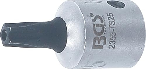BGS 2355-TS25 | Bit-Einsatz | TS-Profil (für Torx Plus) mit Bohrung TS25 | Antrieb Innenvierkant 6,3 mm (1/4) | Chrom-Vanadium-Stahl | verchromt, matt