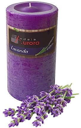 Candela Alta Viola, Profumo Lavanda, 6,8x6,8x13 cm