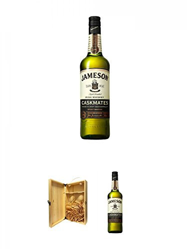 Jameson Caskmates 0,7 Liter + 1a Whisky Holzbox für 2 Flaschen mit Hakenverschluss + Jameson Caskmates 0,7 Liter