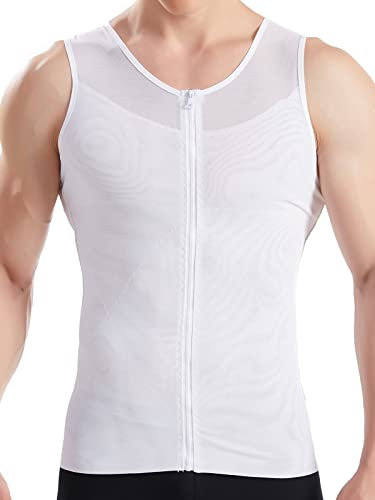 HANERDUN Canotta Snellente da Uomo Camicia a Compressione Intimo Maglia Addominale da Shapewear Pancia Piatta Canottiera Sportivo Fitness con Cerniera