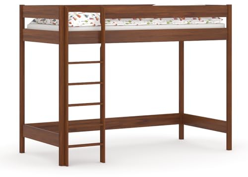 WNM Group Hochbett HUBI - Kinderbett mit Lattenrost - Absturzsicherung Hochbett - Massivholz & Holz-Platte - 200x90x160 - Palisander