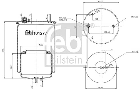 febi bilstein 101277 Luftfederbalg mit Stahlkolben und Kolbenstange , 1 Stück