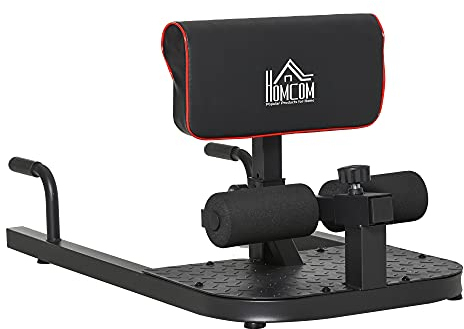 HOMCOM Macchina Squat 3 in 1, Macchina per Deep Sissy Squat Sit Up Push Up Regolabile Acciaio, Multifunzione, per Fitness, Allenamento, Leg Press, Addominali e Flessioni, Nero